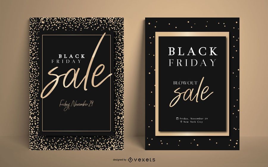 Elegante conjunto de carteles de venta de viernes negro Elegante conjunto de carteles de venta de viernes negro
