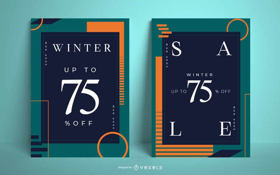 Conjunto de Design de Cartaz de Venda de Inverno Conjunto de Design de Cartaz de Venda de Inverno
