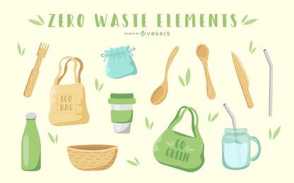 Paquete de ilustración de elementos de cero residuos Paquete de ilustración de elementos de cero residuos