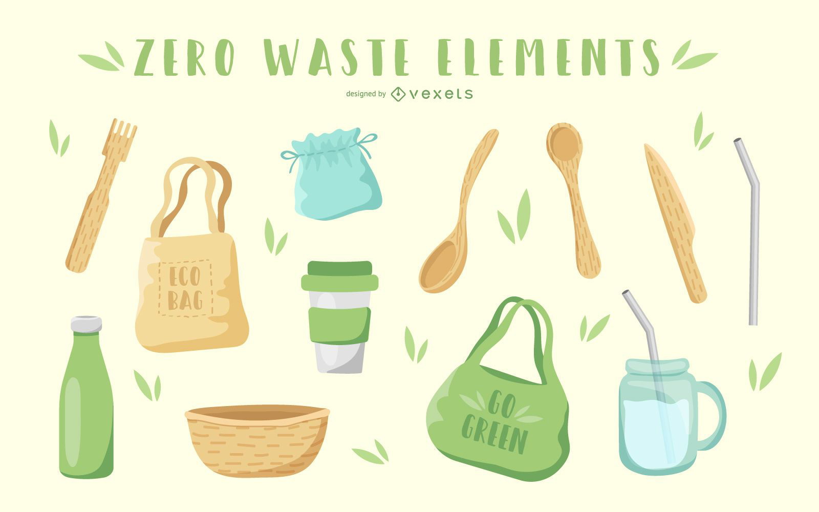 Pacote de Ilustração de Elementos de Resíduos Zero