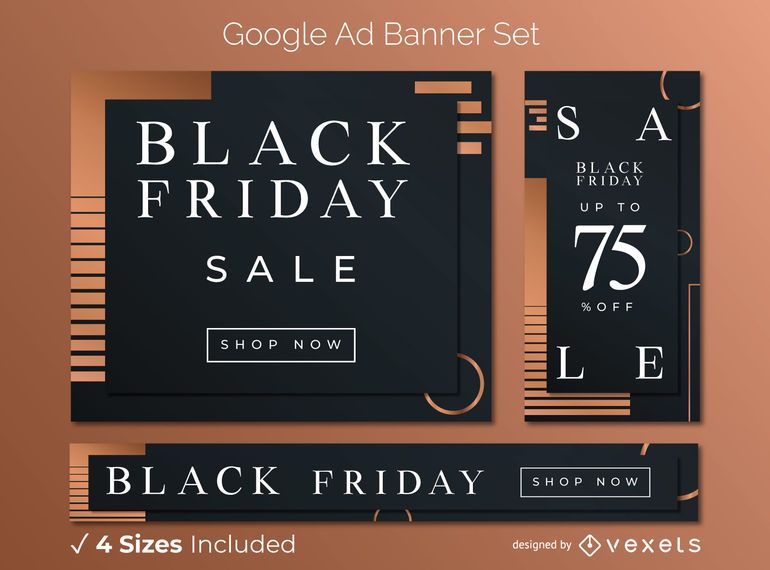 Black Friday Elegant Ad Banner Set - Vector Download