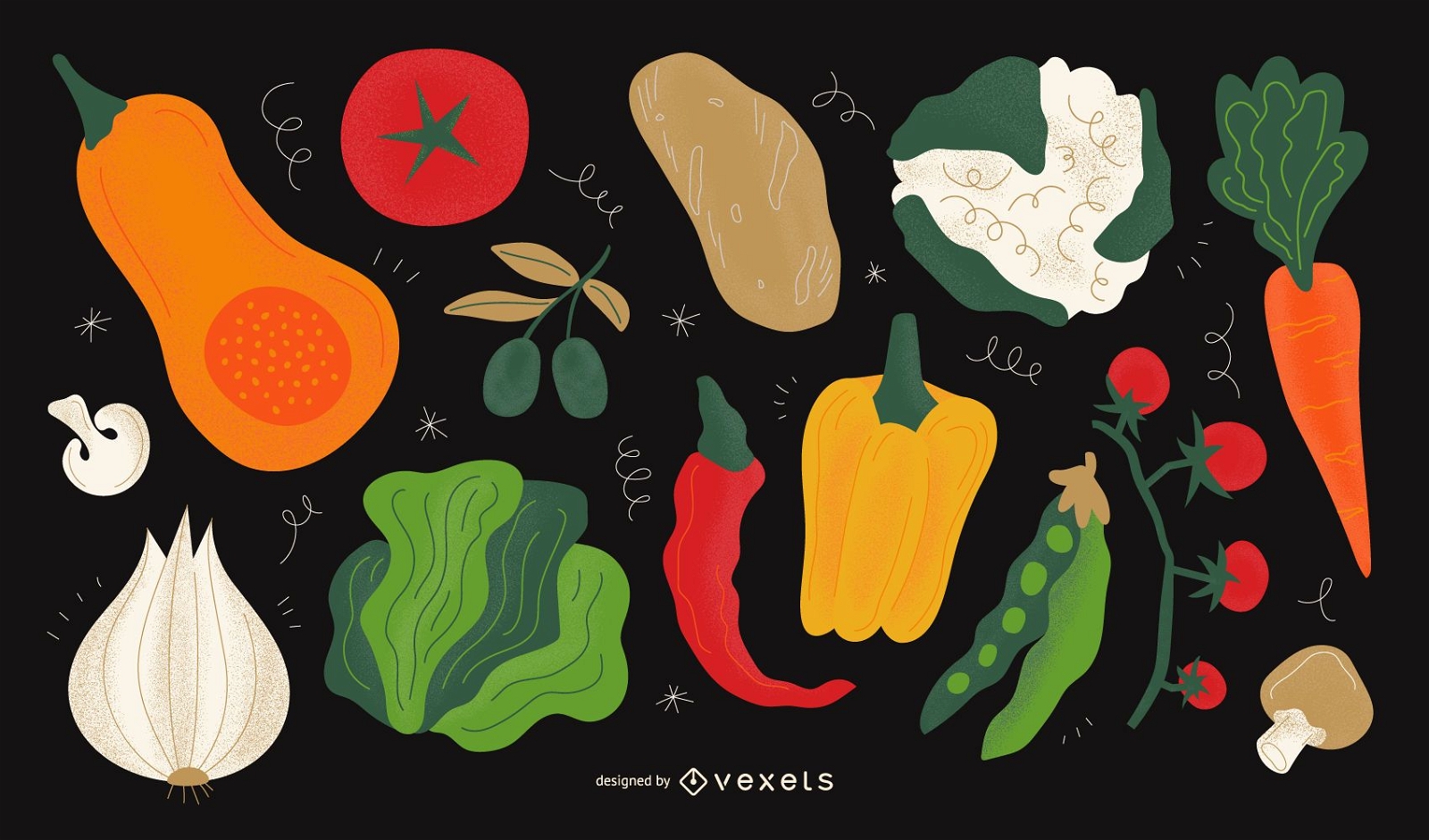 Vegetable illustration design set