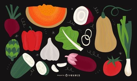 Conjunto de diseño de ilustración de verduras