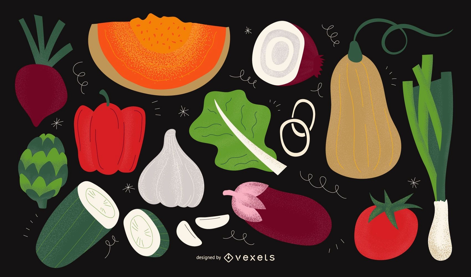 Conjunto de design de ilustração de vegetais