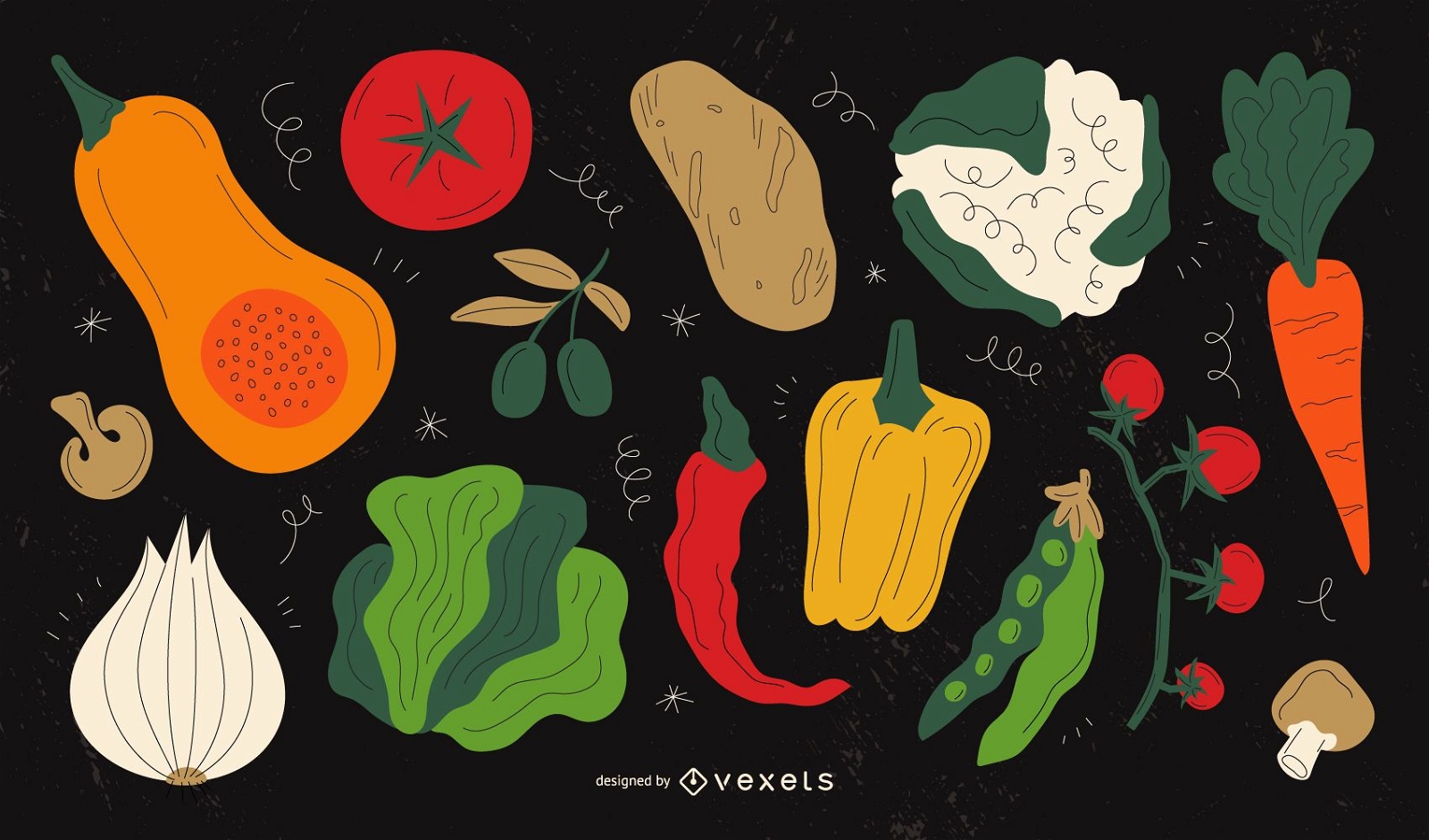 Vegetables illustrations set
