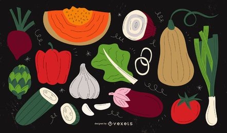Pacote de ilustrações de vegetais
