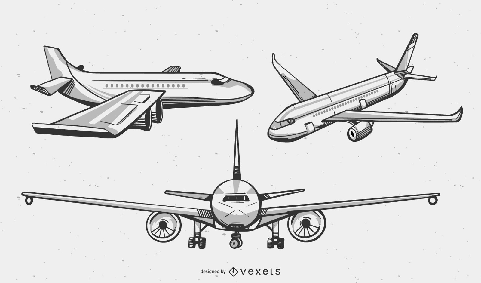 Airplanes duotone vector set