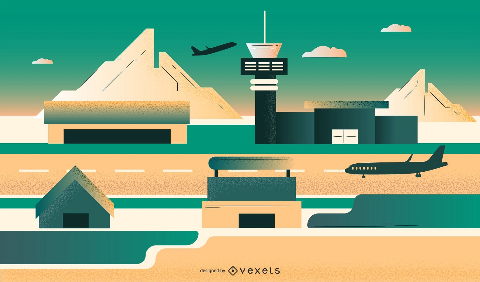 Flughafen Flat Design Illustration