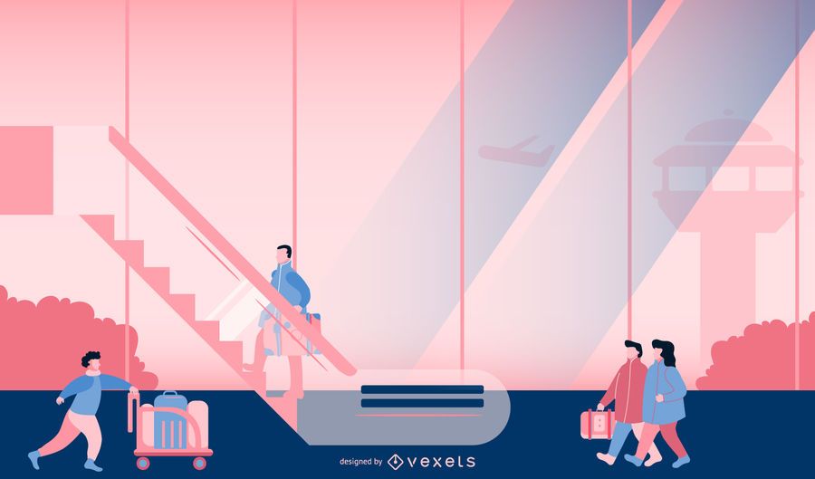 Airport Scene Illustration Design Airport Scene Illustration Design