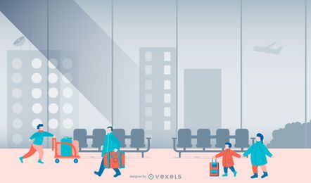 Airport People Flat Design Ilustração