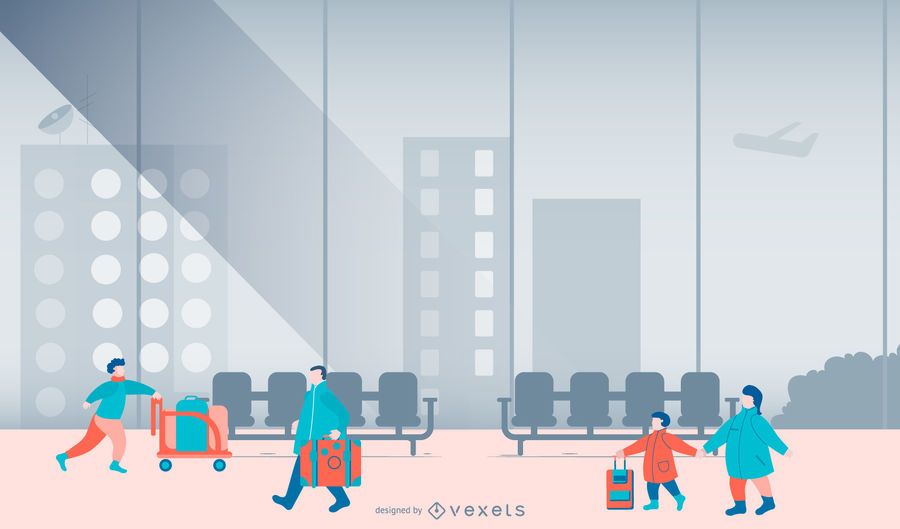 Airport People Flat Design Illustration Airport People Flat Design Illustration