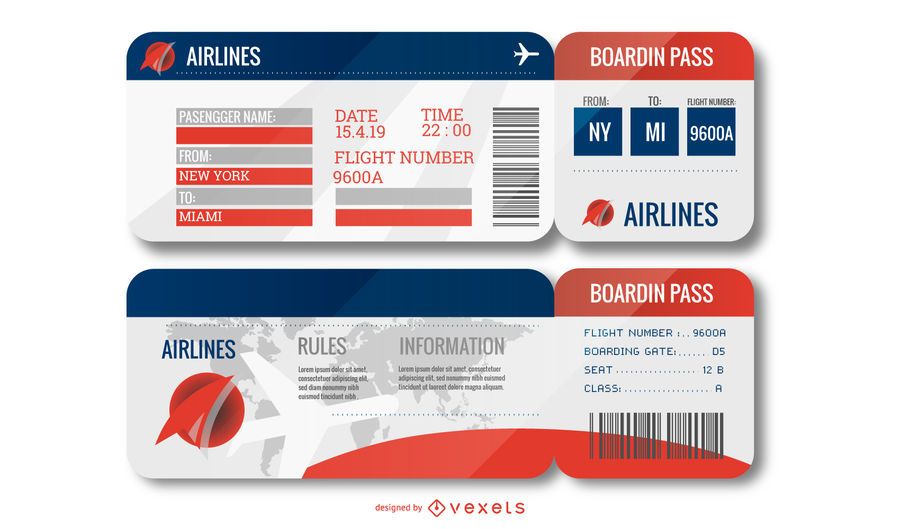 Airport Ticket Design Set Airport Ticket Design Set