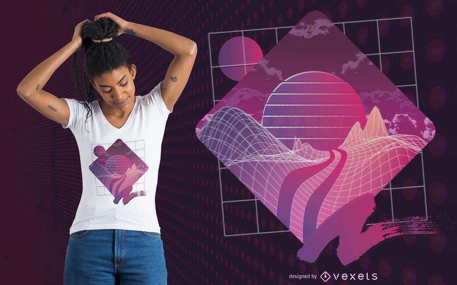 Retrowave Landscape T-shirt Design Retrowave Landscape T-shirt Design