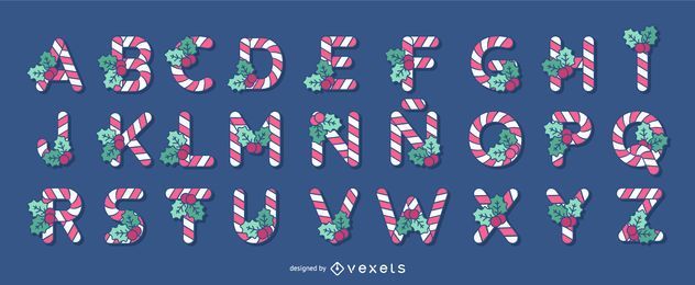 Weihnachts Zuckerstangen Alphabet Buchstaben Set