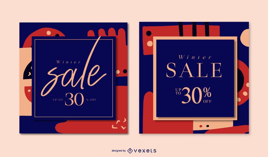 Winter Abstract Sale Banner Set Winter Abstract Sale Banner Set