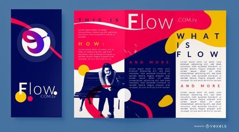 Colorful abstract flow brochure template