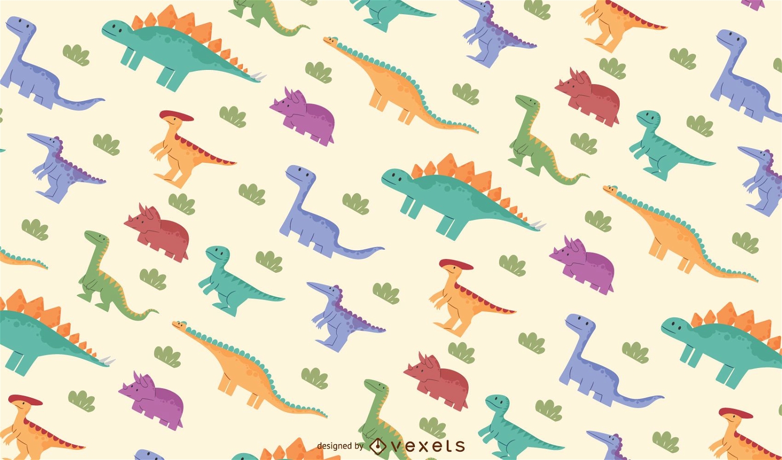 Colorful dinosaurs pattern design
