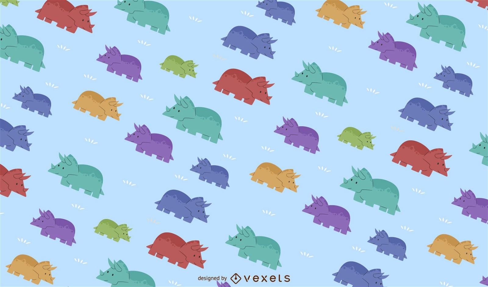 Triceratops colorful pattern design
