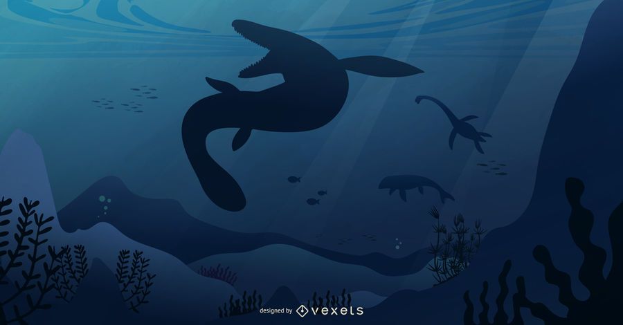 Underwater Prehistoric Landscape Illustration Underwater Prehistoric Landscape Illustration