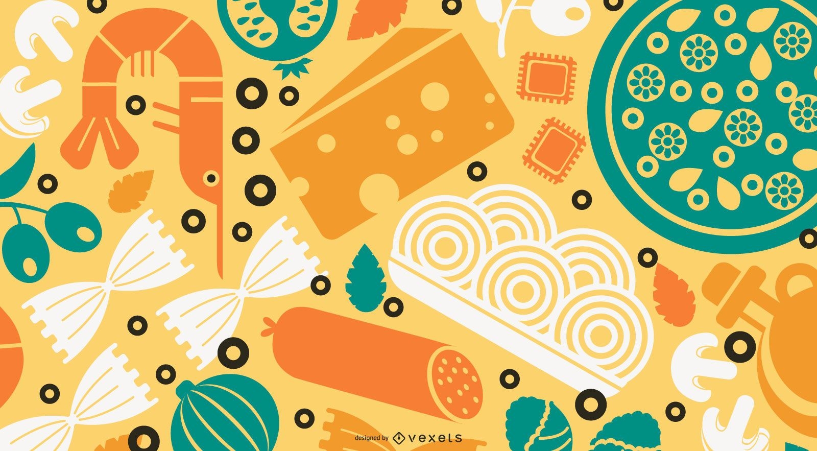 Italien Food Flat Design Wallpaper
