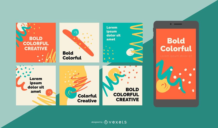 Bold colorful social media posts Bold colorful social media posts