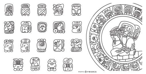 Mayan Calendar Stroke Design Set Mayan Calendar Stroke Design Set