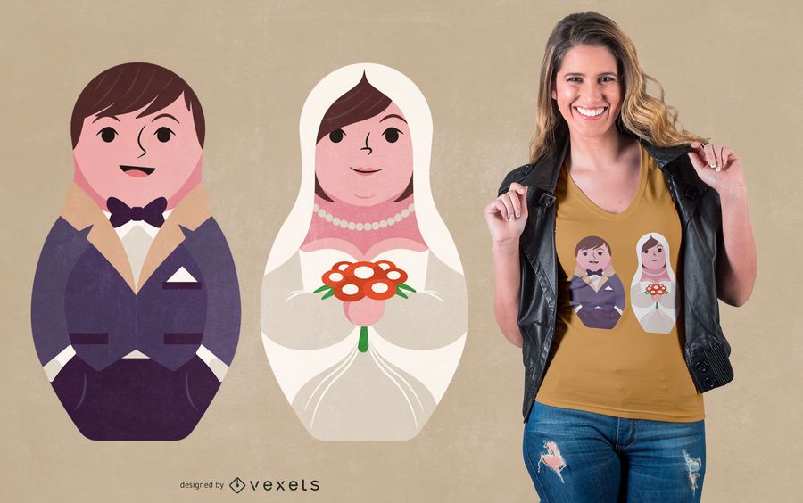 Married Matryoshka Couple T-shirt Design Married Matryoshka Couple T-shirt Design