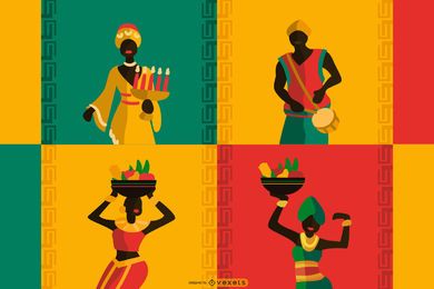Design de composição plana de Kwanzaa Design de composição plana de Kwanzaa