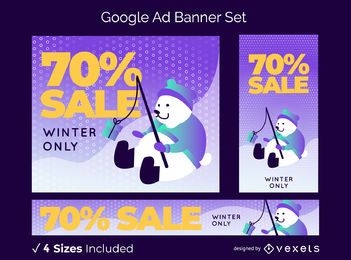 Winter sale editable banner set
