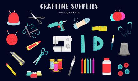 Crafting supplies flat set Crafting supplies flat set