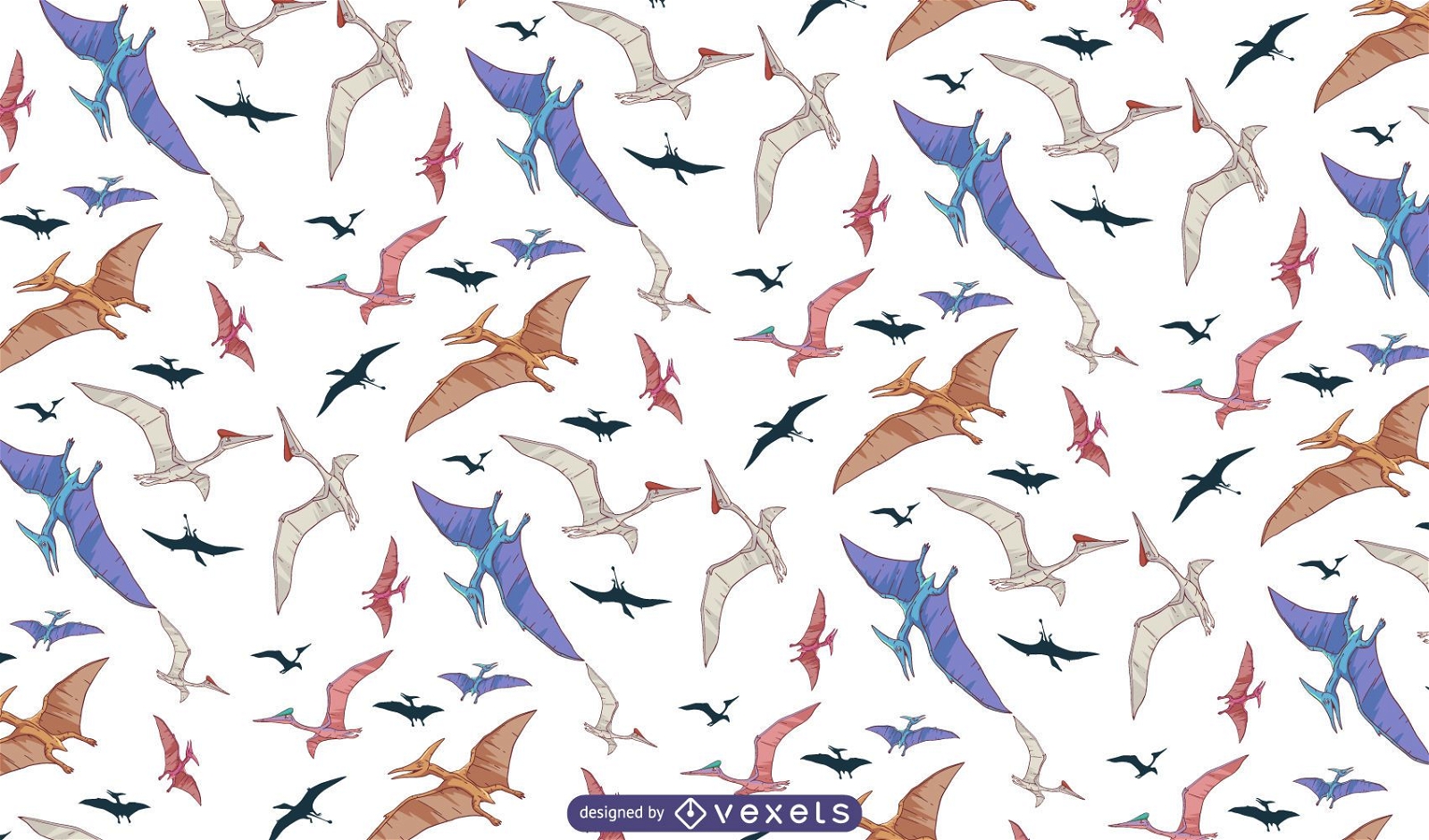 Desenho de padrão de dinossauros voadores