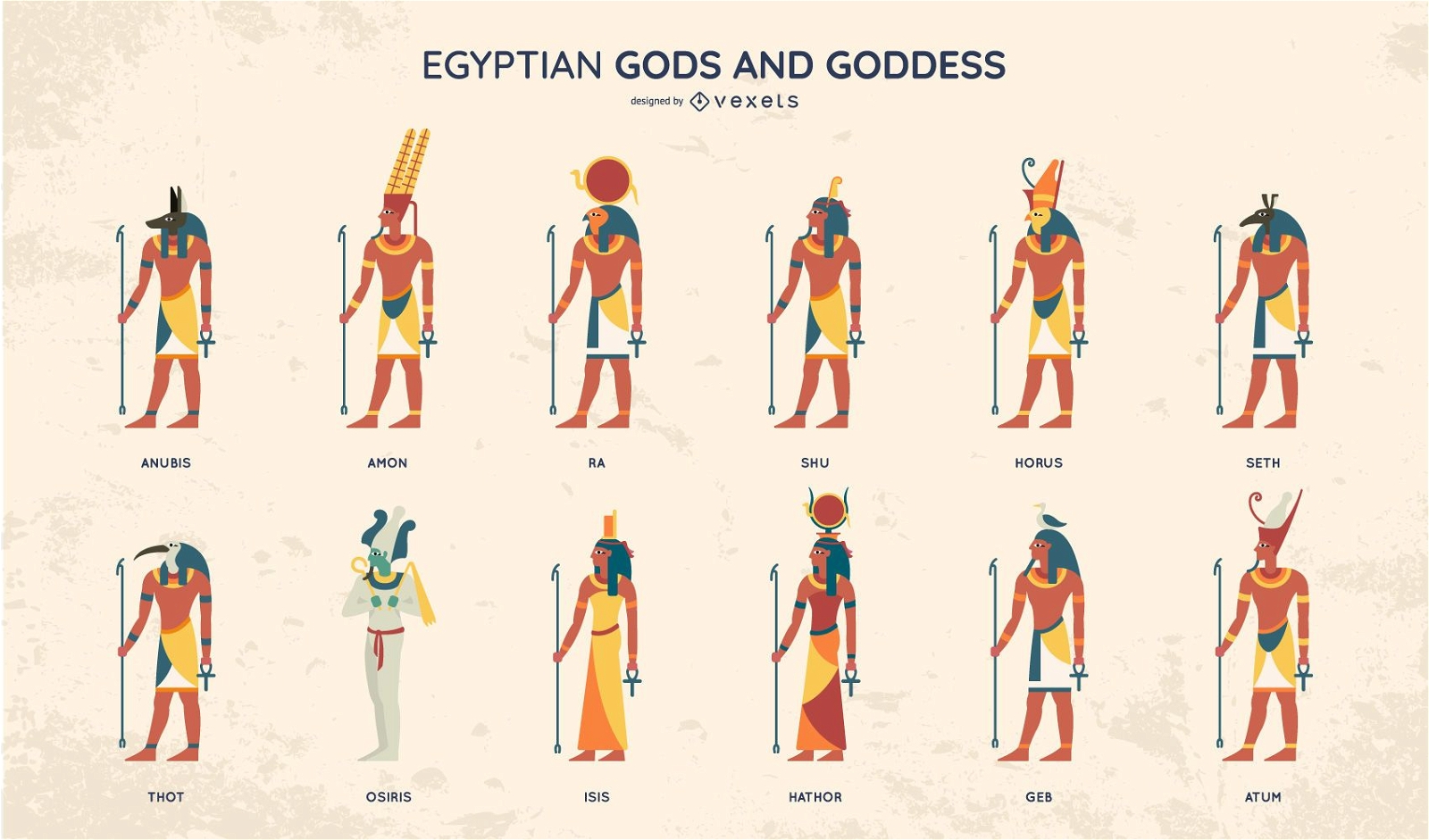 Ägyptische Götter Flat Style Design Set