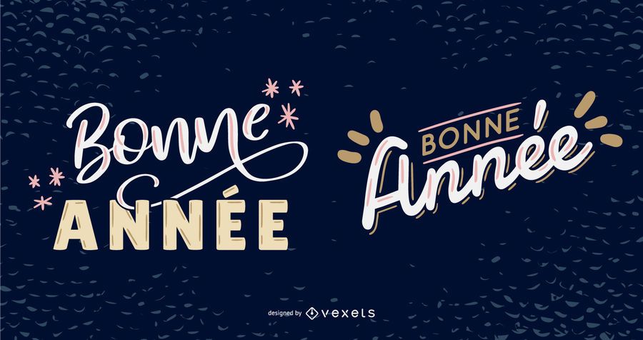 New Year French Lettering Design Pack New Year French Lettering Design Pack