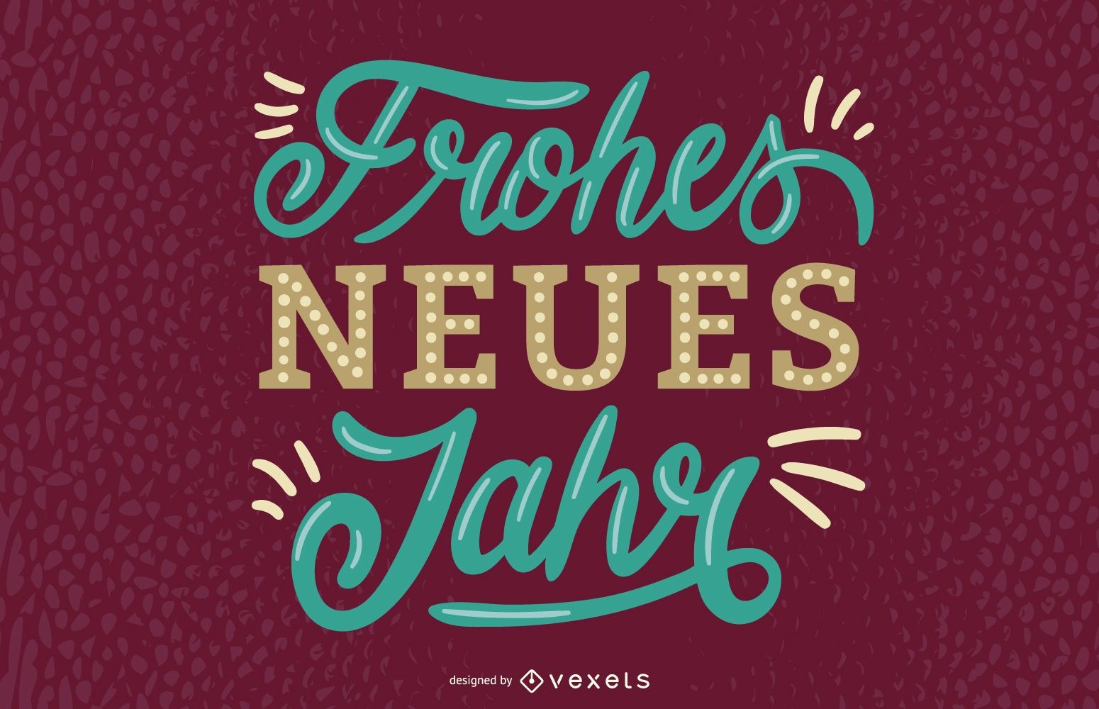 Feliz Ano Novo Design de Letras Alemãs