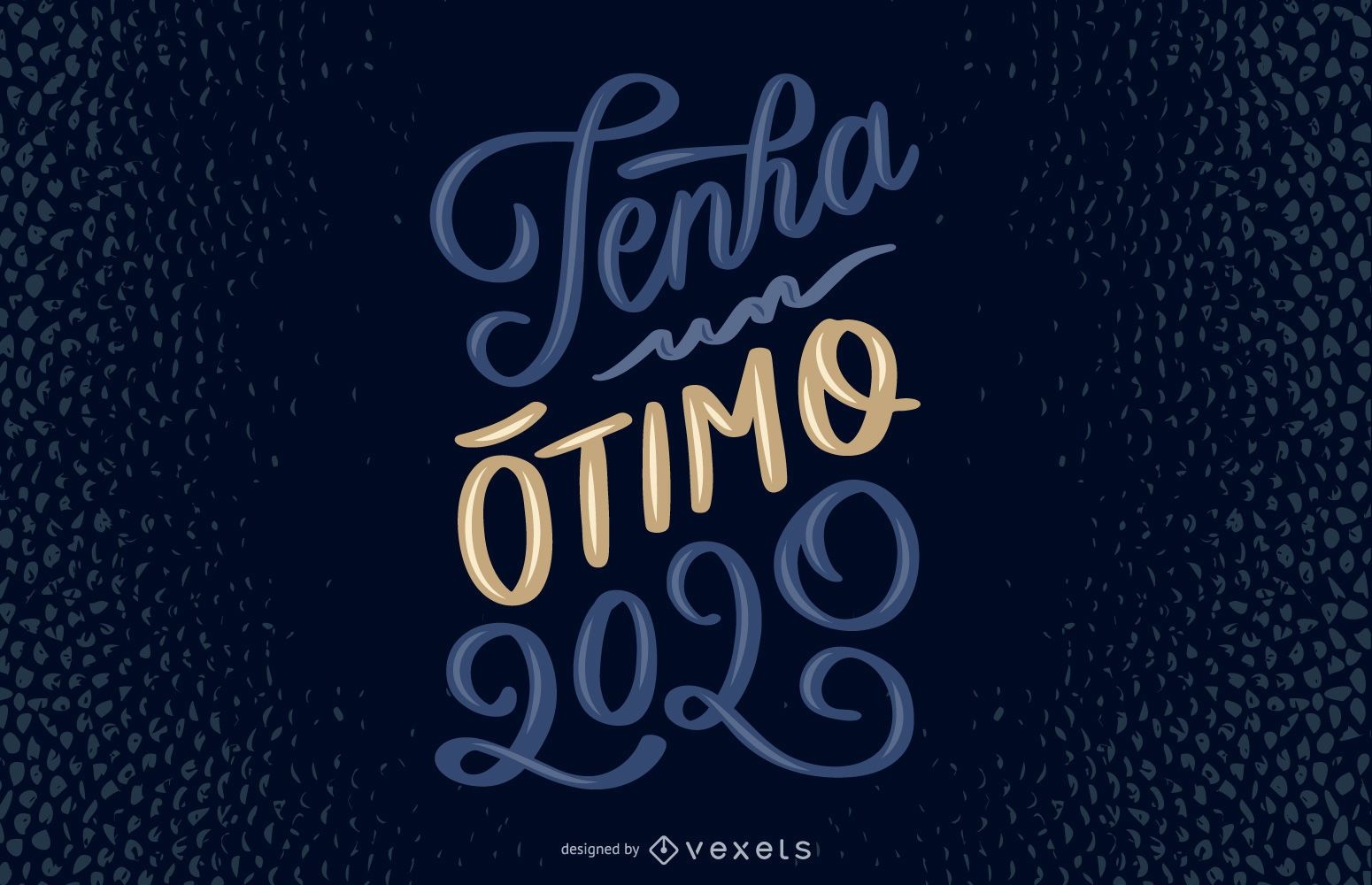 Feliz 2020 diseño de letras portuguesas