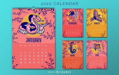 Design do Calendário Animal 2020