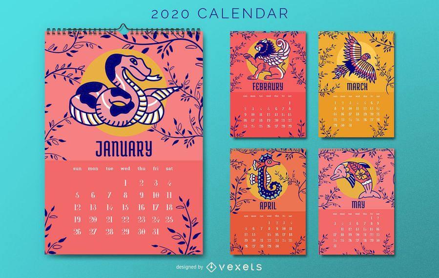 Animal 2020 Calendar Design Animal 2020 Calendar Design
