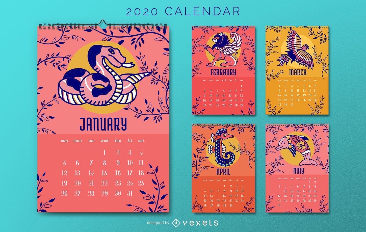 Animal 2020 Calendar Design