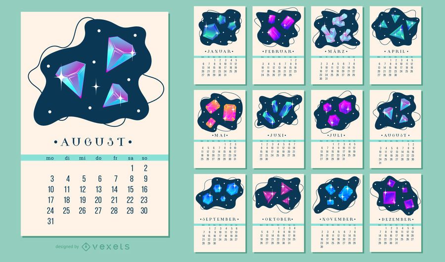 German 2020 Crystal Calendar Design German 2020 Crystal Calendar Design