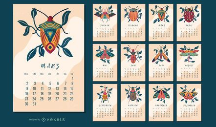Insekt Deutscher Kalender Design