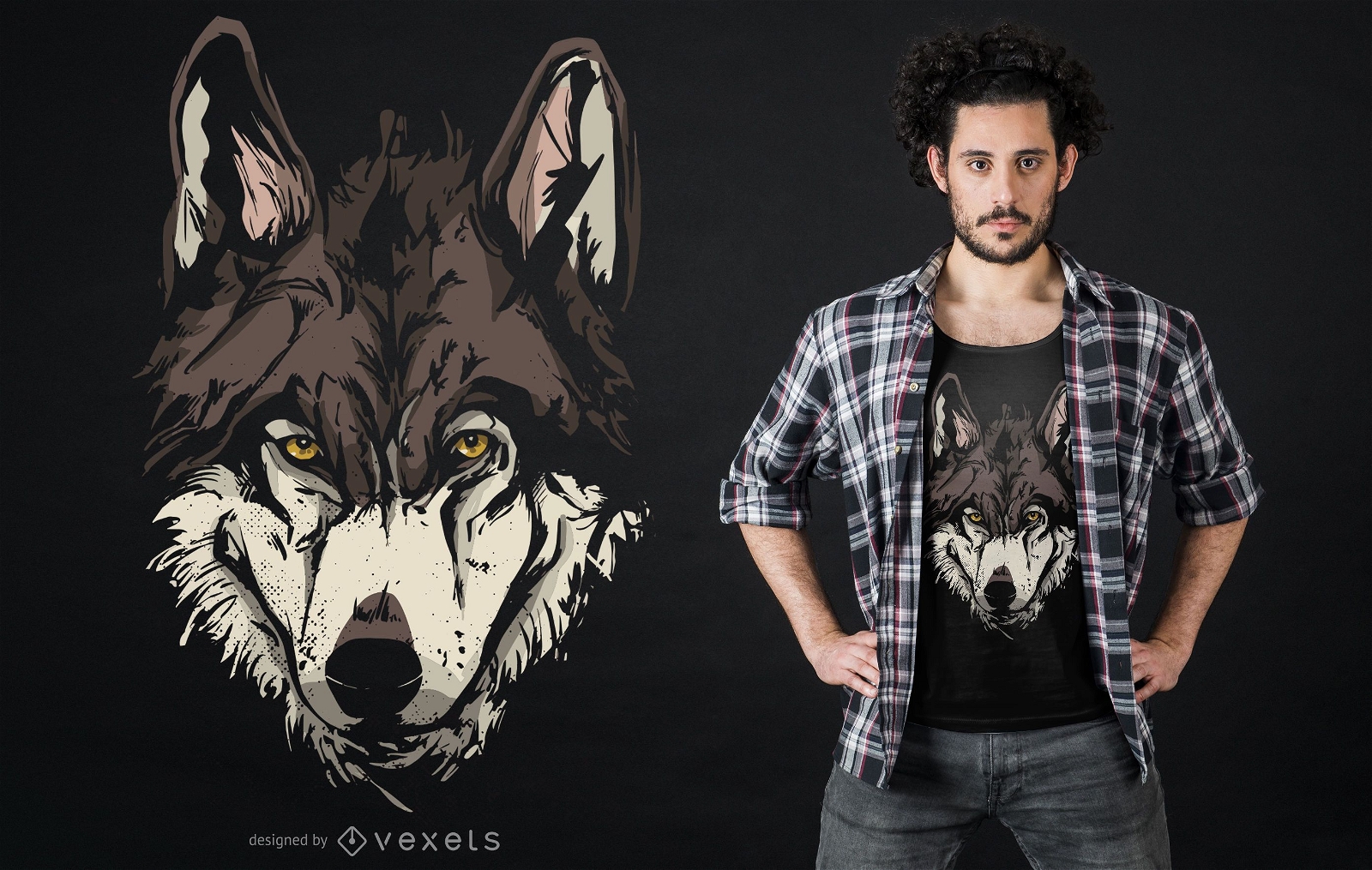 Diseño de camiseta Wolf Face Illustration