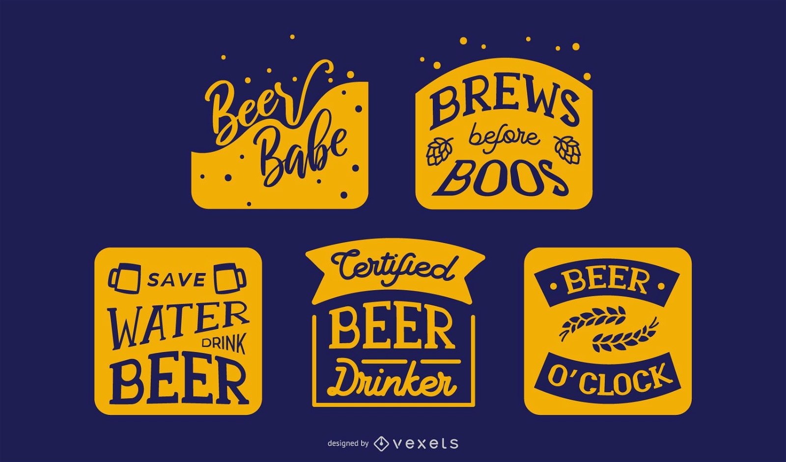Conjunto de banner de letras de cita de cerveza