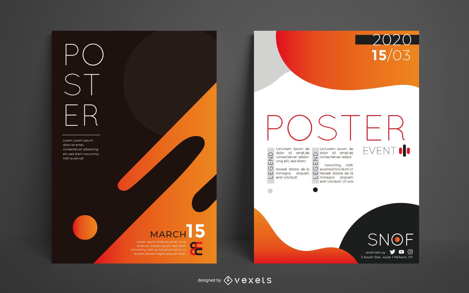 Abstract Editable Poster Design Set Vector Download