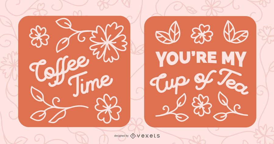 Coffee and Tea Quote Lettering Banner Set Coffee and Tea Quote Lettering Banner Set