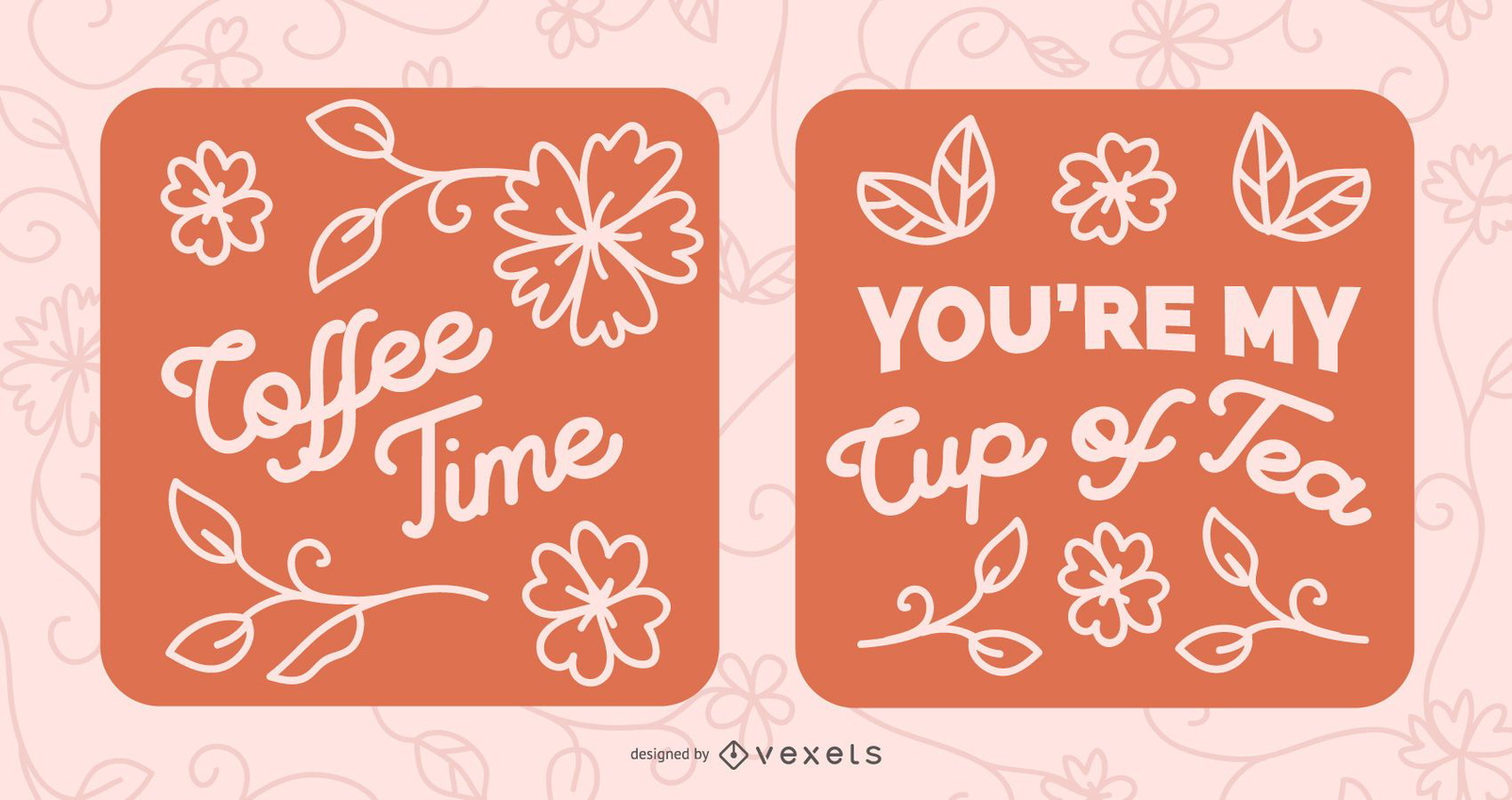 Coffee and Tea Quote Lettering Banner Set