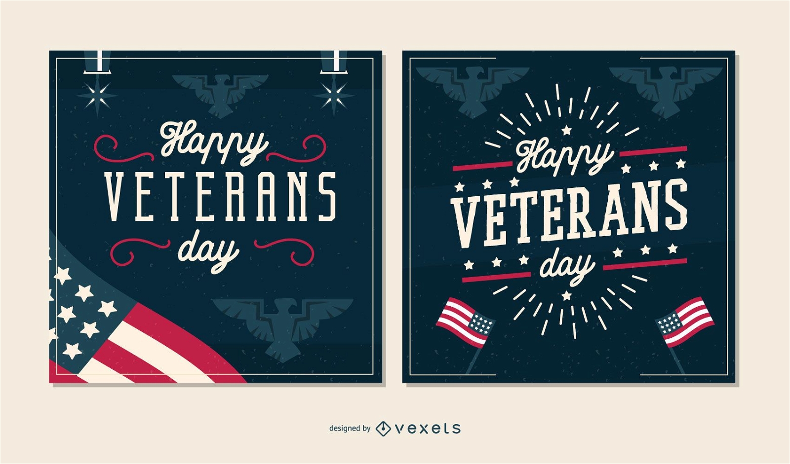 Veterans day banner set