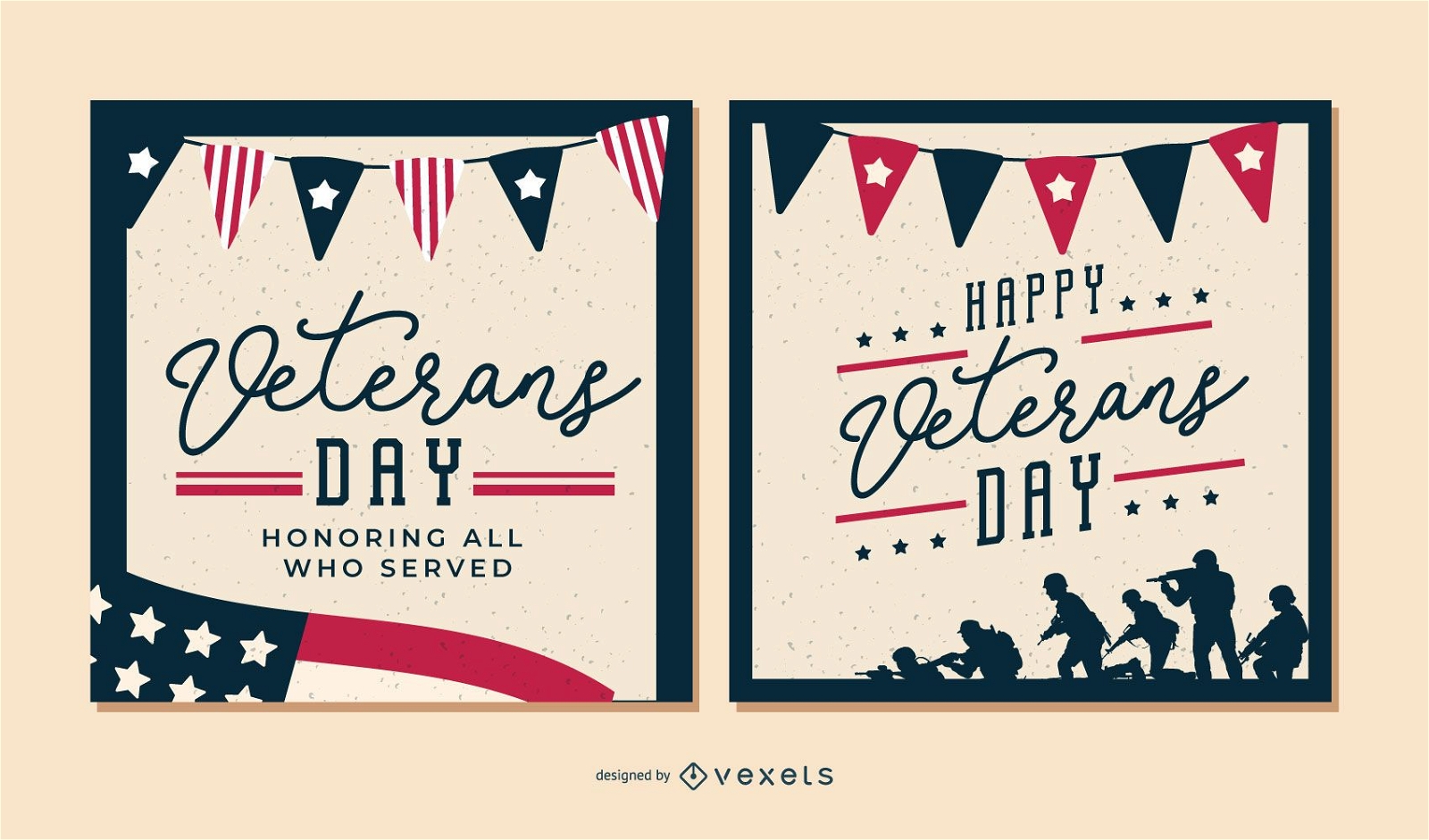Happy Veterans day banner set