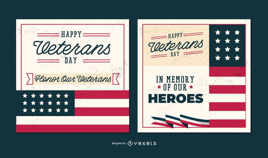 Banners editáveis do dia dos veteranos Banners editáveis do dia dos veteranos