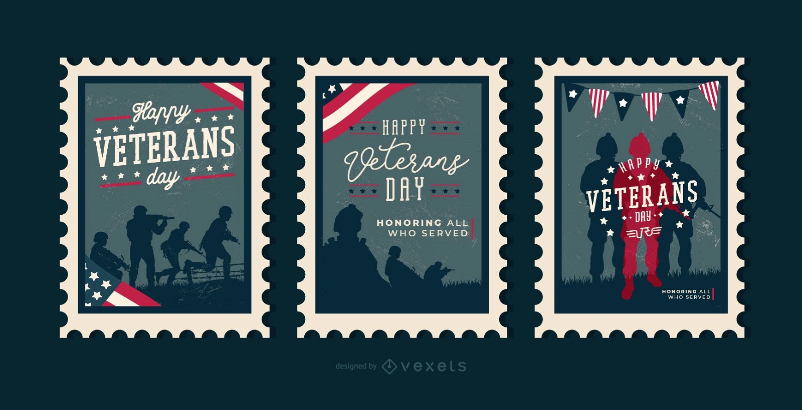 Veterans Day bearbeitbare Briefmarken