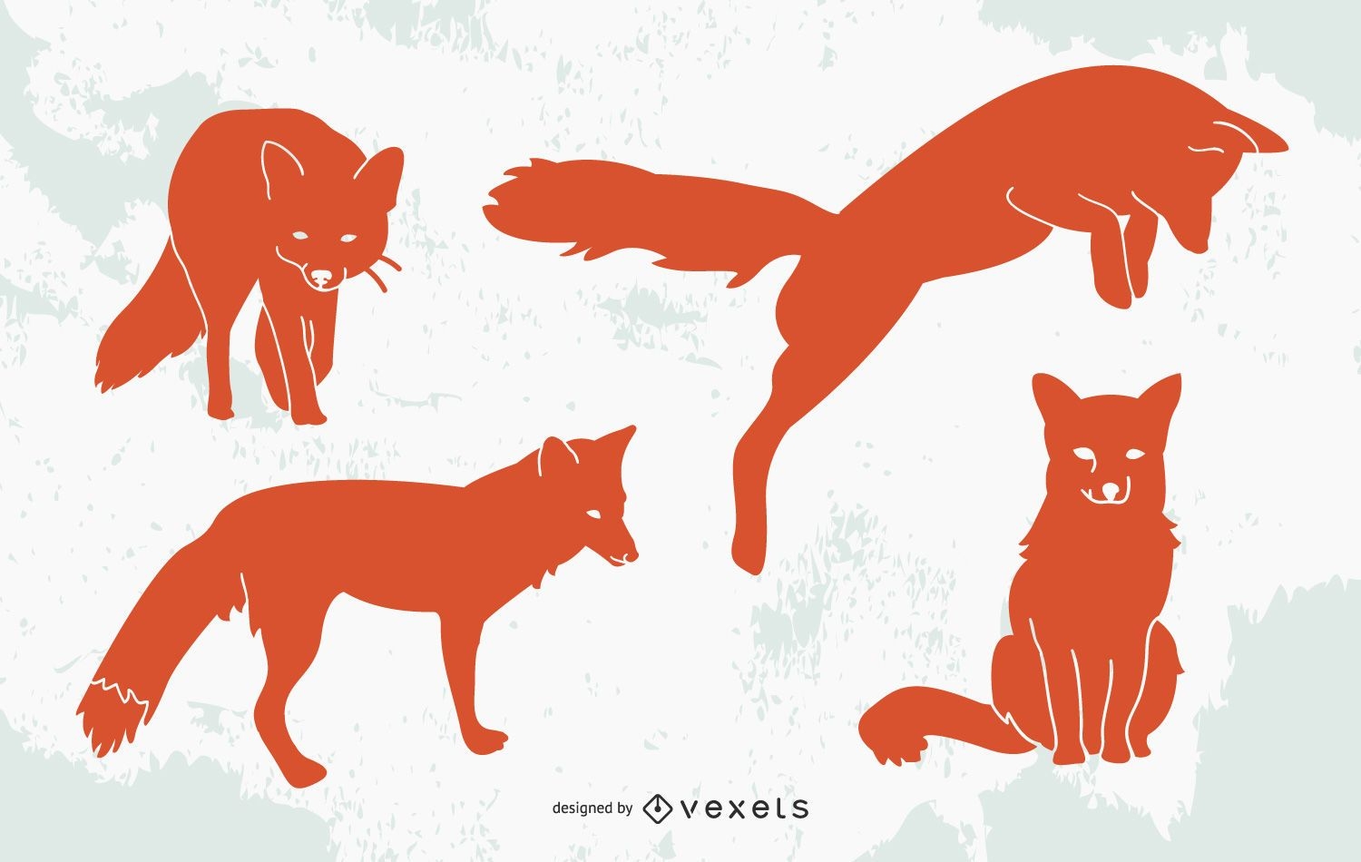 Conjunto de design de silhueta de raposa